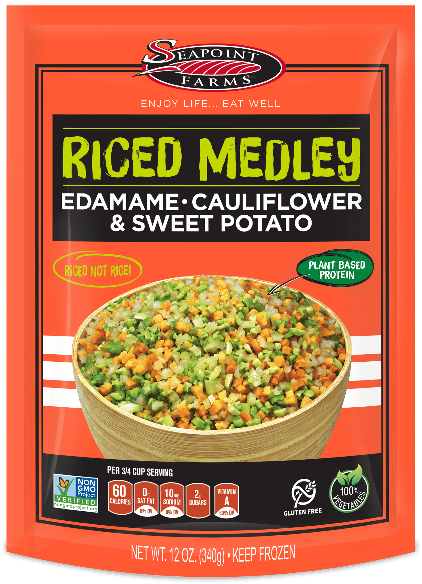 Seapoint Farms Riced Medley Edamame Cauliflower Sweet Potato Package