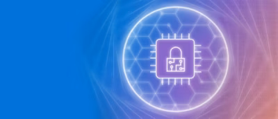A computer chip with a lock in the middle.