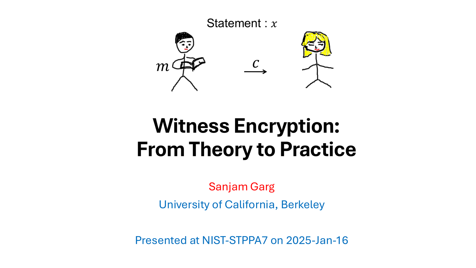 Slide cover: STPPA7 witness encryption
