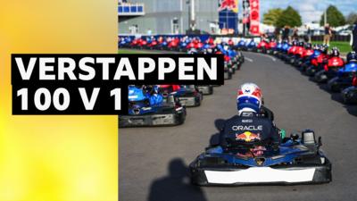 Max Verstappen prepares to drive on the grid during the Max vs 100 at Silverstone Circuit