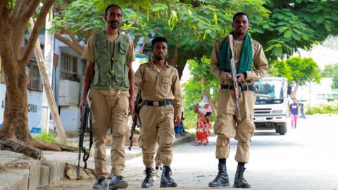 TPLF soldiers on patrol in Mekelle in Tigray, Ethiopia - September 2026