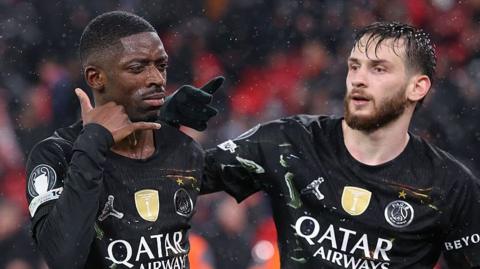  Ousmane Dembele and Khvicha Kvaratskhelia playing for Paris St-Germain