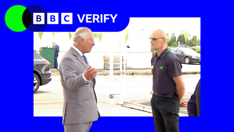 The then-Prince of Wales speaking to an Asda worker who later faints