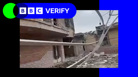 Damage to a building in southern Iran reportedly hit in an air strike