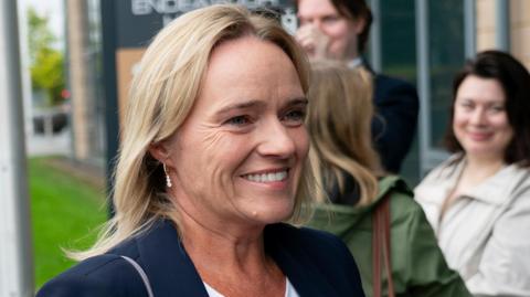 Sandie Peggie arrives for an employment tribunal case in Dundee after taking action against the Royal College of Nursing.