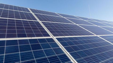 A general view picture of large solar panels.