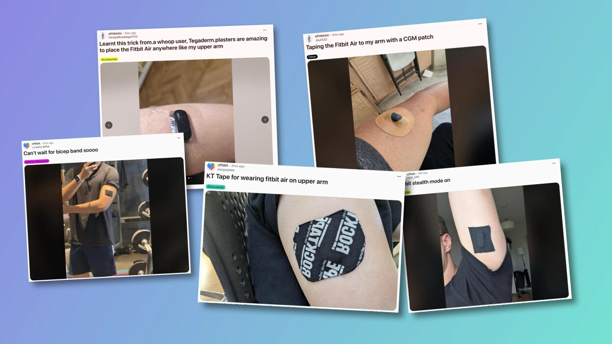Reddit screenshots of people who taped Fitbits to their arms
