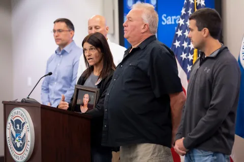 Angel Family - Sarah Root’s mother Michelle speaks at the press conference
