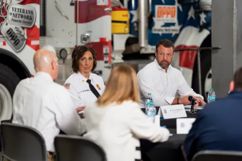 Secretary Mullin at a roundtable, at Omaha Fire Station #1, to discuss recent actions by FEMA to deliver disaster relief to the people of Nebraska.