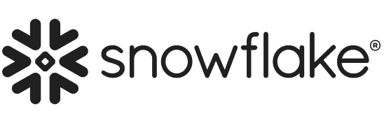 Snowflake logo with a black geometric snowflake icon on the left and the word snowflake in lowercase black letters to the right, evoking real-time observability and 360-degree visibility in data platforms.