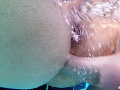 Molten hot Latina girl Jessi Lopez takes it up her bum by the pool