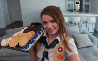 Juicy teen cookie scout brunette gets hardcore fucked in peachy pussy after POV blowjob
