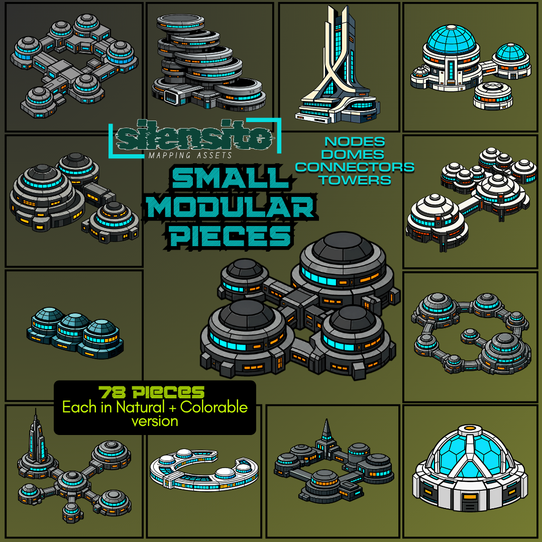 Small Modular Pieces: Nodes, Domes, Towers