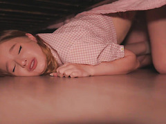 Stepsister stuck under the bed and fucked hard in a doggy style