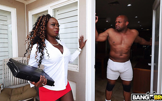 Phat black Vickie Starxxx bounces big booty on BBC