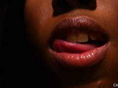 Zesty black teenager Ashley Pink pleases white hunk