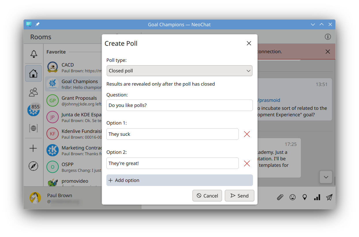 You can create polls in Neochat.