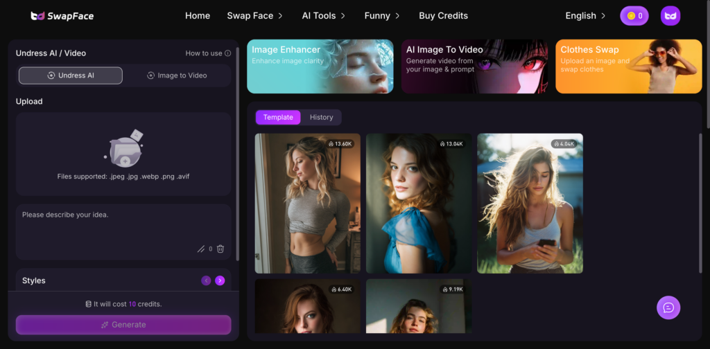 SwapFaces, Free AI Undress Sites