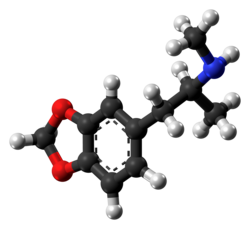 Ball-and-stick model of MDMA molecule enantiomers
