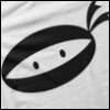 ghoti: cartoon ninja face wearing a black face mask on a white background (cropped from a t-shirt design) (ninja feesh)