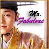 amedia: Young man in Joseon period costume with beads hanging from his hat and elegantly patterned silk robe. Caption: Mr. Fabulous (SKS 1 - Mr. Fabulous)