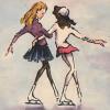 katlinel: Two female skaters, holding on to one another (White Boots)