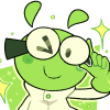 bluelander: Cartoon anthropomorphic bug smiling, winking and adjusting their glasses (Poindexter)