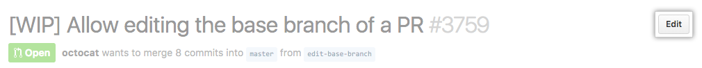 Schaltfläche „Pull Request edit" (Bearbeiten eines Pull Request)