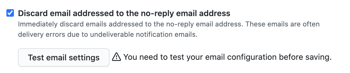 "Discard" checkbox for email settings configuration