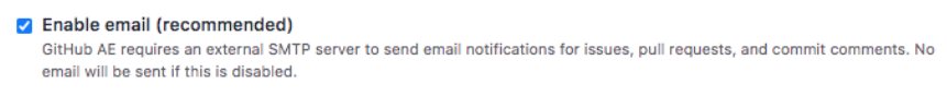"Enable" checkbox for email settings configuration