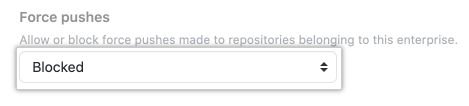 Drop-down menu for force pushes configuration options