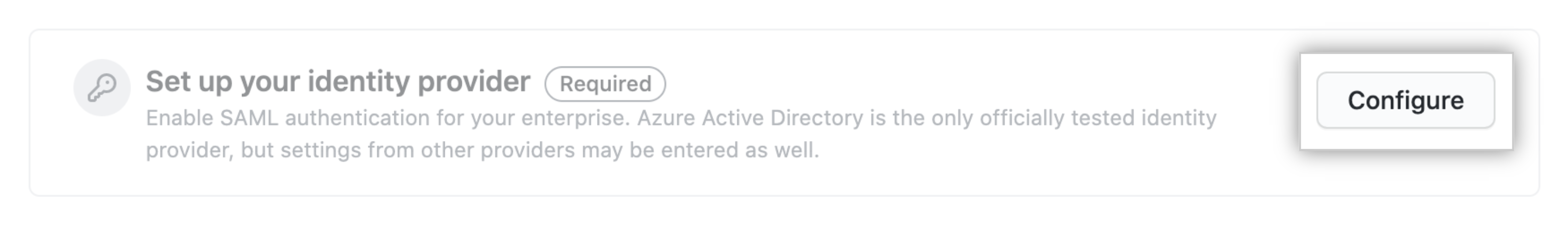"Configure" button for IdP configuration