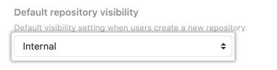 Drop-down menu for default repository visibility options