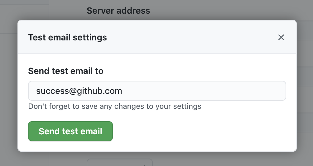 "Send test email" button for email settings configuration