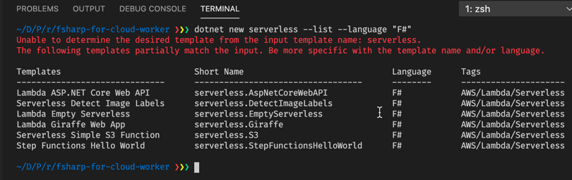 Serverless templates for F#